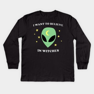 I Want To Believe In Witches Kids Long Sleeve T-Shirt